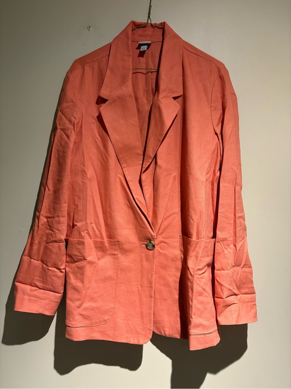 A New Day Linen Blend Blazer Single Button Closure Coral Size XL